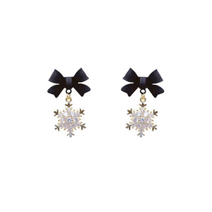 Bow Snowflake Earrings High-end Personality Female