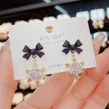 Bow Snowflake Earrings High-end Personality Female