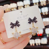 Bow Snowflake Earrings High-end Personality Female
