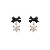Bow Snowflake Earrings High-end Personality Female