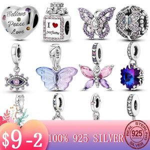 Butterfly Perfume Bottle Heart Beads Charm Bracelet Necklace Pendent