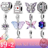 Butterfly Perfume Bottle Heart Beads Charm Bracelet Necklace Pendent