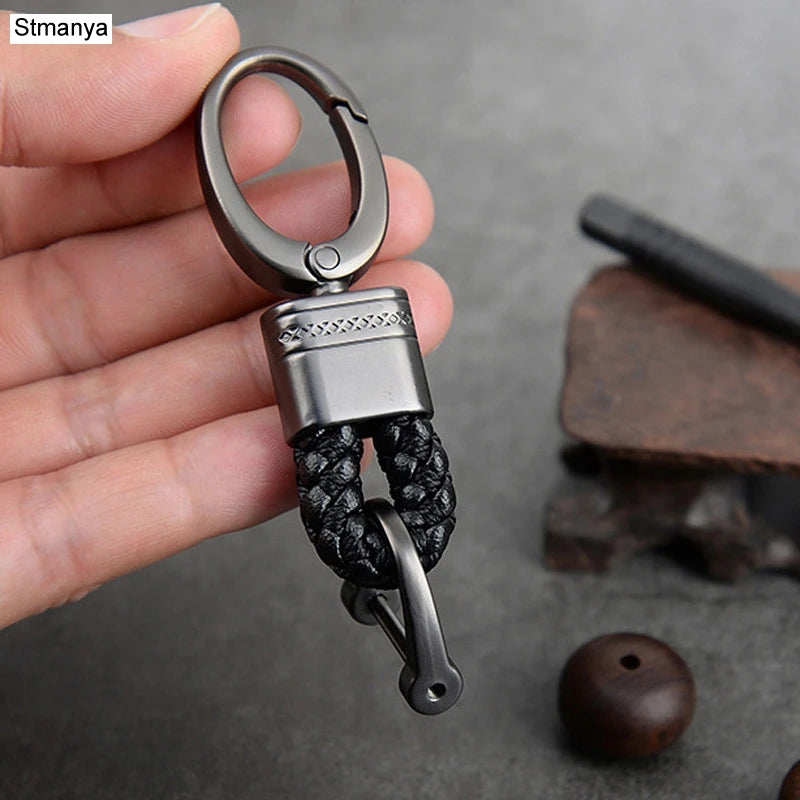 Hand-Woven Leather Car Key Ring Men Women Rope Key Chain Waist Key Holder Gift