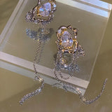 Metal Zircon Tassel Chain Earrings Hip-hop Style
