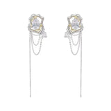 Metal Zircon Tassel Chain Earrings Hip-hop Style