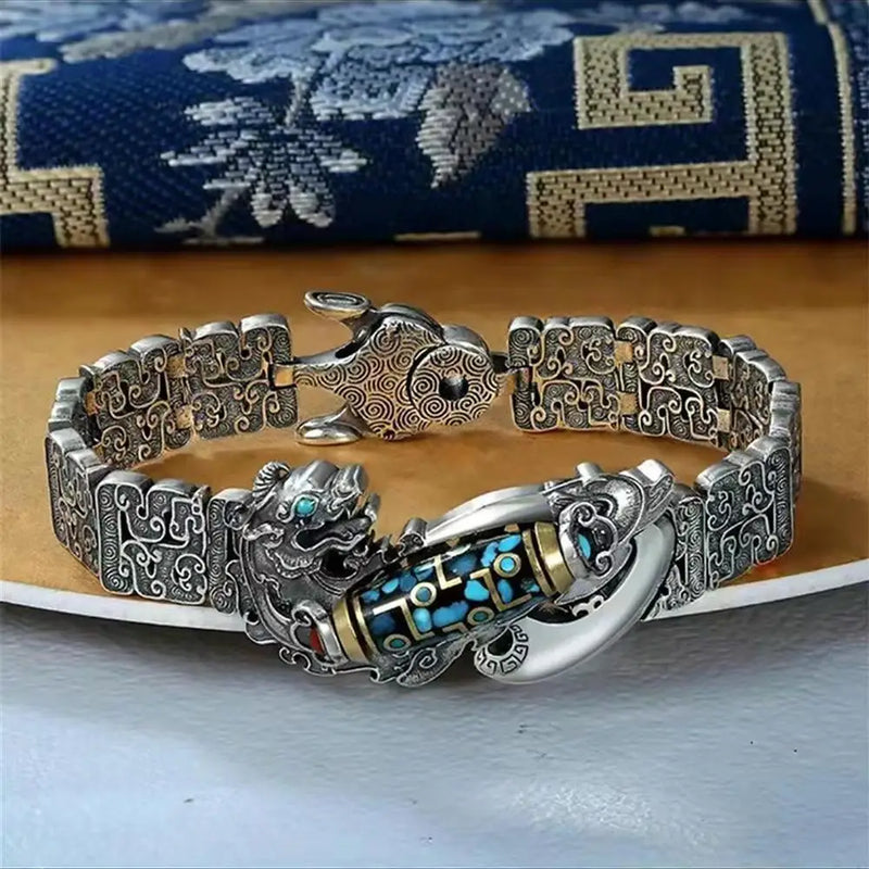 Nine Eye Pearl Pixiu Bracelet for Men Retro Personality