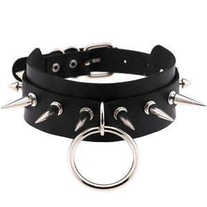 Punk Rock Gothic Choker Necklace Silver Spike Rivet Stud Collar