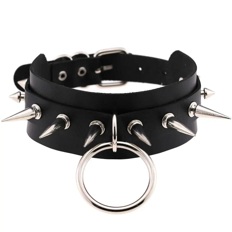 Punk Rock Gothic Choker Necklace Silver Spike Rivet Stud Collar