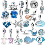 Ocean Sea Turtle Dangle Bead Fit Charms Silver 925 Bracelet Pendants