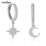 Octagonal Earrings 925 Silver Star Moon Geometry Diamond