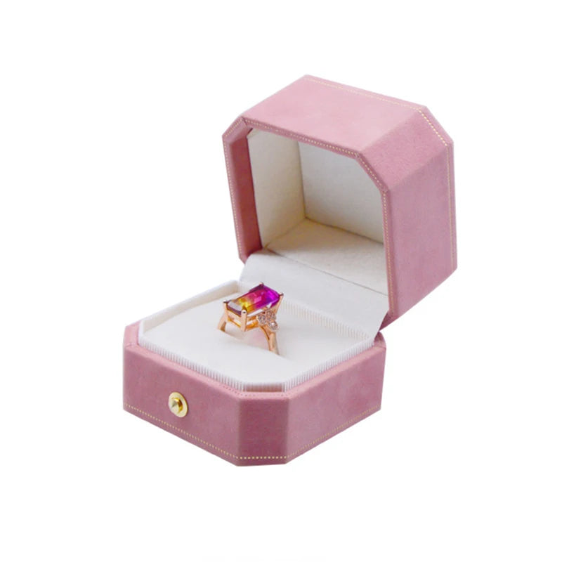 Octagonal Flannel Jewelry Gift Box Engagement Pendant Case