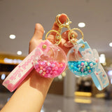 Oily Pearl Moon Sand Bottle Key Chain For Men Women Car Bag Backpack Keychain