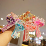 Oily Pearl Moon Sand Bottle Key Chain For Men Women Car Bag Backpack Keychain
