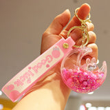 Oily Pearl Moon Sand Bottle Key Chain For Men Women Car Bag Backpack Keychain