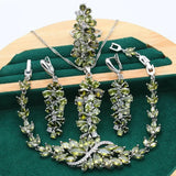 Olive Green Purple Topaz Silver Jewelry Set For Women 4PC