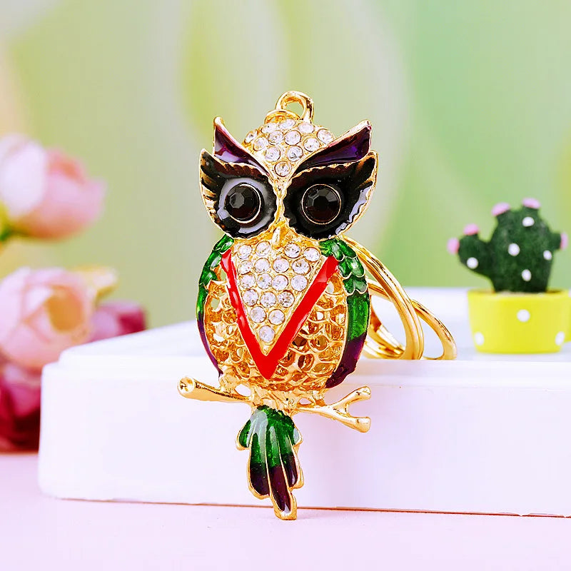 Opal Owl Style Keychain Romantic Female Accessories Fine Bag Pendant