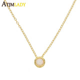 Opal Stone Pendant Necklace 925 Sterling Choker Women