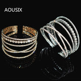 Geometric Rhinestone Bracelet for Ladies with Crystal, Exaggerated Design