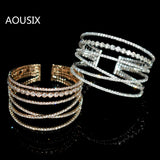 Geometric Rhinestone Bracelet for Ladies with Crystal, Exaggerated Design
