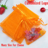 100pcs Orange Organza Bags 5x7cm for Wedding Gift Jewelry Pouches