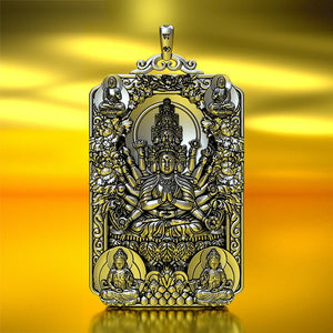 Oriental Sun Tathagata Buddha Pendant Men's Silver Necklace