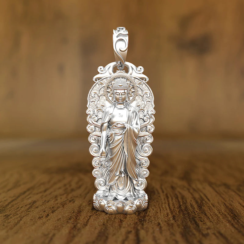 Oriental Great Sun Tathagata Buddha Pendant Silver Necklace