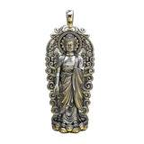 Oriental Great Sun Tathagata Buddha Pendant Men's Silver Necklace