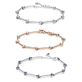 925 Sterling Silver Sparkling Bracelet Wedding Party DIY Jewelry Gift