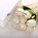 925 Silver Sparkling Bracelet Wishbone Heart Bangle for Party