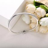 925 Silver Wishbone Heart Bangle Sparkling Bracelet