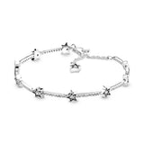 925 Sterling Silver Stars Bracelet Bangle for Bead Charm DIY Europe Jewelry