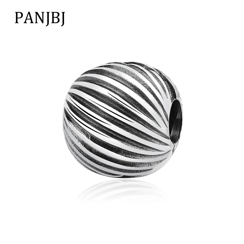 925 Silver Feathered Clip Charm Bead for Bracelets Necklace DIY