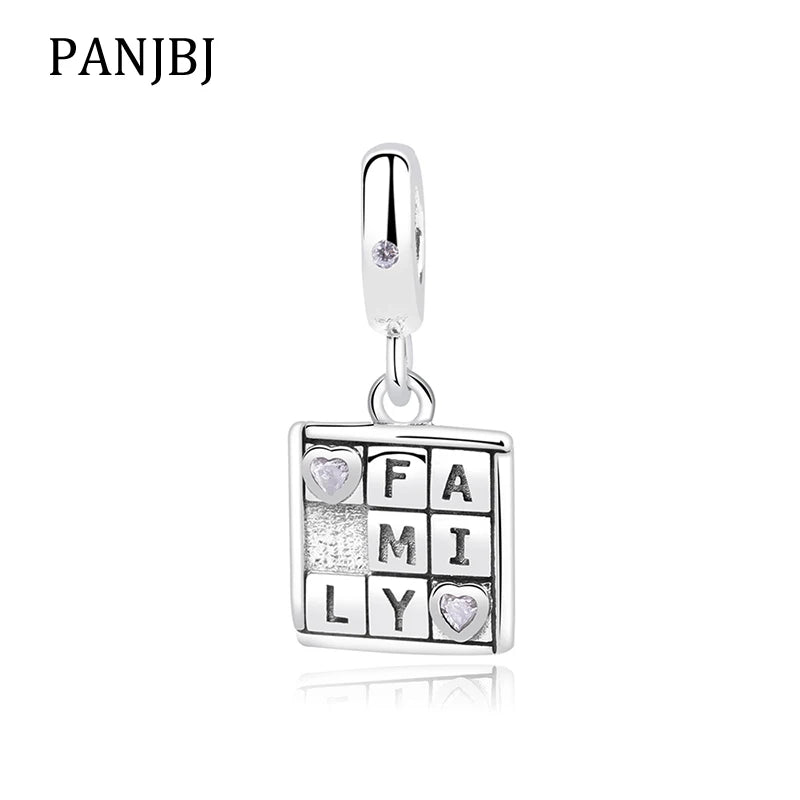 925 Silver Bead Family Game Night Dangle Charm Crystal Pendant