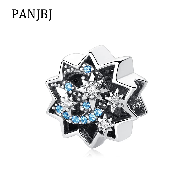 925 Sterling Silver Star Charm Enamel Crystal Bead