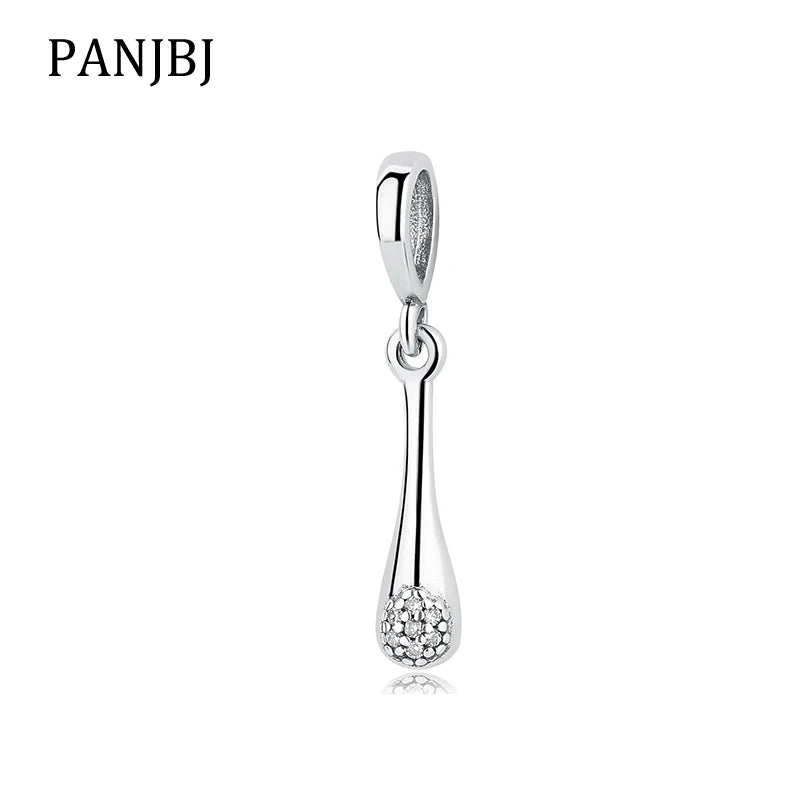 925 Sterling Silver Love Pendant Charm Clear CZ Fit Bracelets