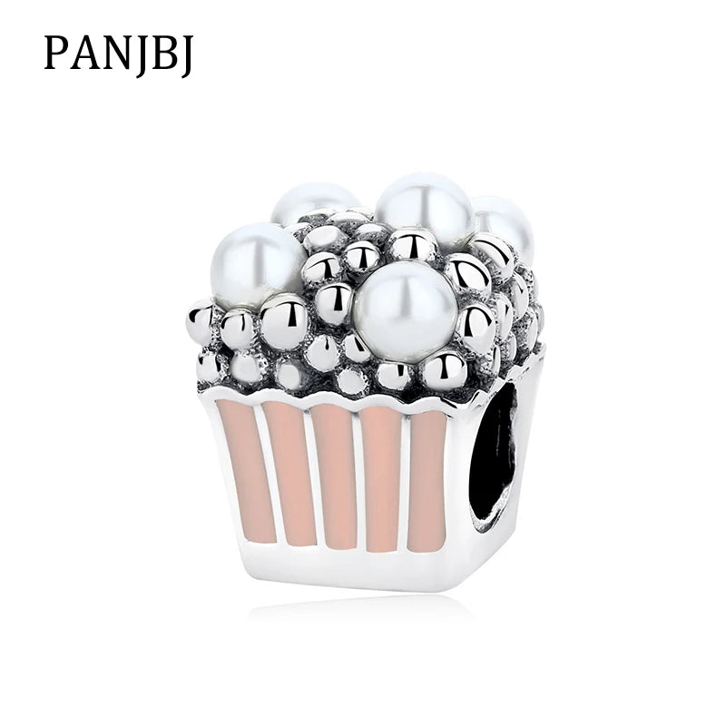 925 Silver Popcorn Charm Crystal Enamel Pearl Bracelet Bead
