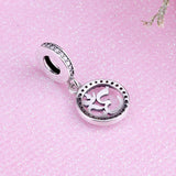 925 Silver Om Symbol CZ Dangle Charm Pendant for Bracelet DIY Jewelry