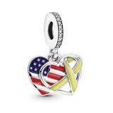 925 Silver National Flag Dangle Charm Bead for Jewelry Making