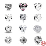 925 Silver Rose Flower Charm Tooth Pendant Crown Beads