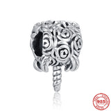 925 Silver Rose Flower Charm Tooth Pendant Crown Beads