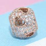 925 Silver Bella Robot Heart Bead Charm Rose Pendant Bracelet DIY Jewelry