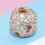 925 Silver Bella Robot Heart Bead Charm Rose Pendant Bracelet DIY Jewelry