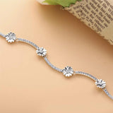 925 Sterling Silver Daisy Flower Stars Bracelet for Ladies Party DIY Jewelry