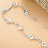 925 Sterling Silver Daisy Flower Stars Bracelet for Ladies Party DIY Jewelry