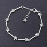 925 Sterling Silver Daisy Flower Stars Bracelet for Ladies Party DIY Jewelry