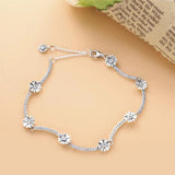 925 Sterling Silver Daisy Flower Stars Bracelet for Ladies Party DIY Jewelry