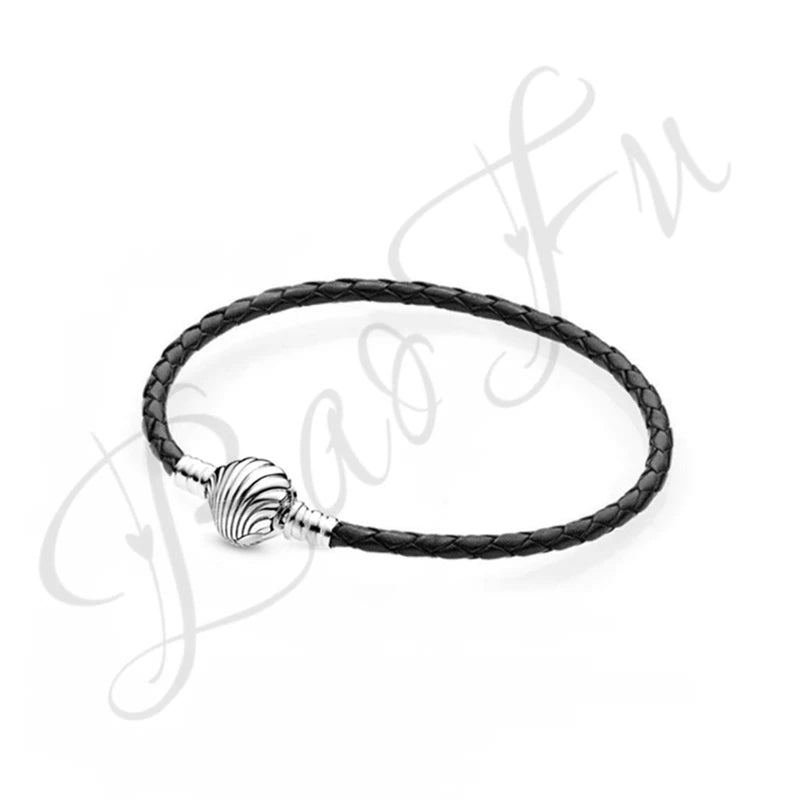 925 Silver Bracelet Summer Shell Leather For Women DIY