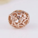 925 Silver Love You Heart Padlock MOM Bead Charms Rose Pendant Bracelet