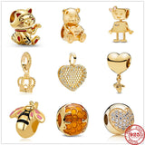 925 Sterling Silver Lucky Cat Bear Bee Fine Bead Charms