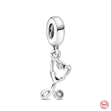 925 Silver Paper Crane Charm Bead for Bracelet DIY Jewelry Gift